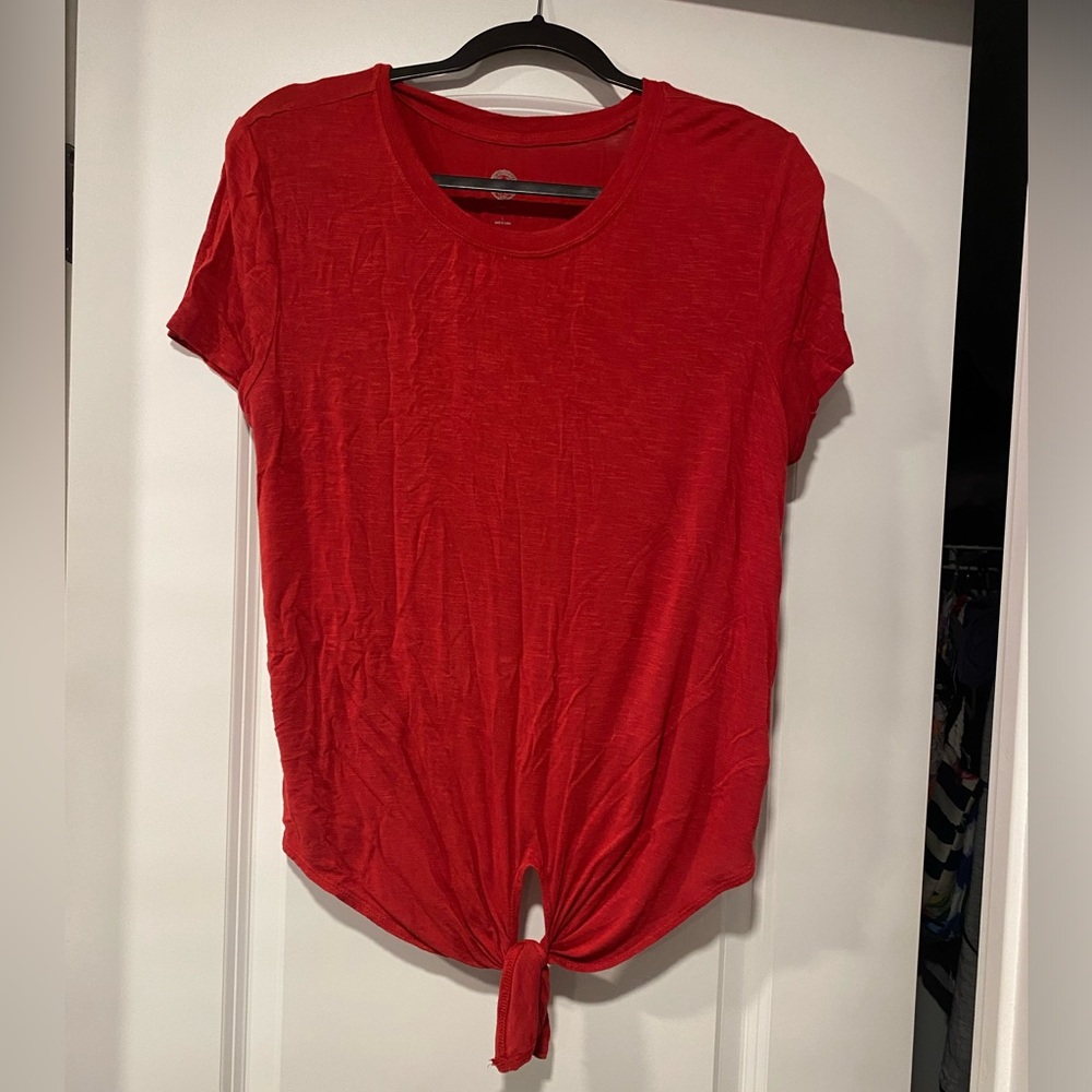 Red Relaxed Knot Shirt